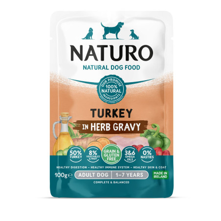 Naturo Alimento húmedo en pouch para perro adulto Gluten Free Pavo