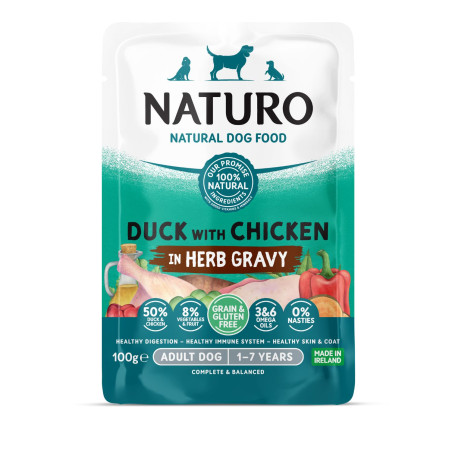 Naturo Alimento húmedo pouch para perro adulto Gluten Free Pato&Pollo