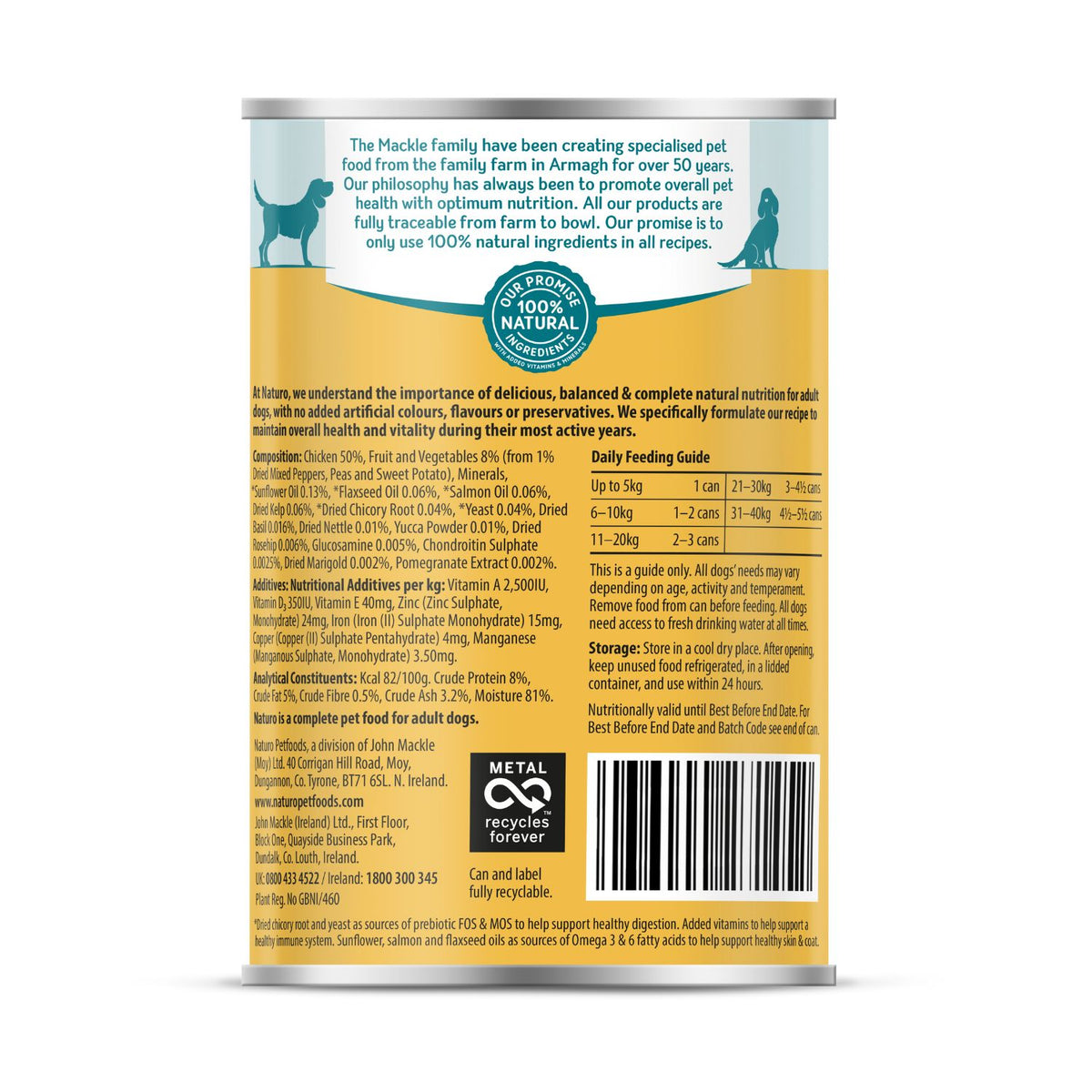 Naturo Dog Lata Pollo & Vegetales 390 g (12)