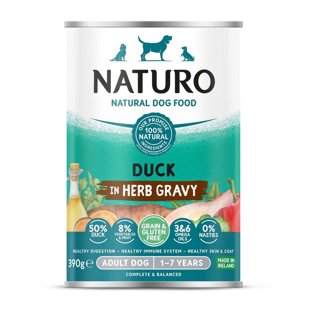 Naturo Dog Lata Pato & Vegetales 390 g (12)