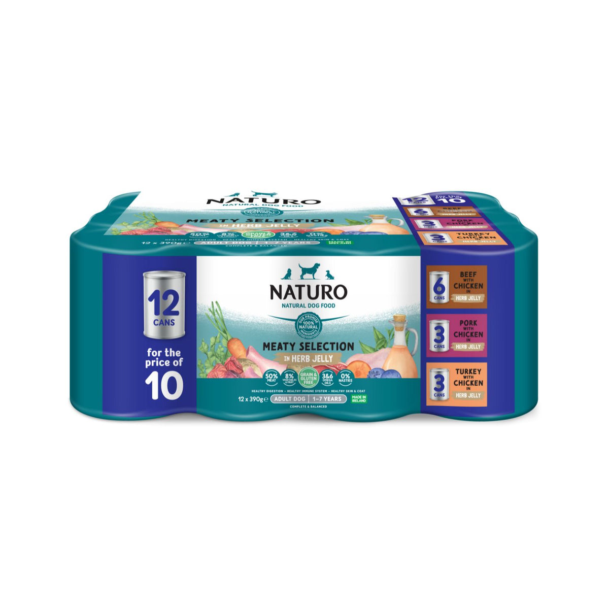 Naturo Dog Lata Multipack con Gelatina 12 x 390 g