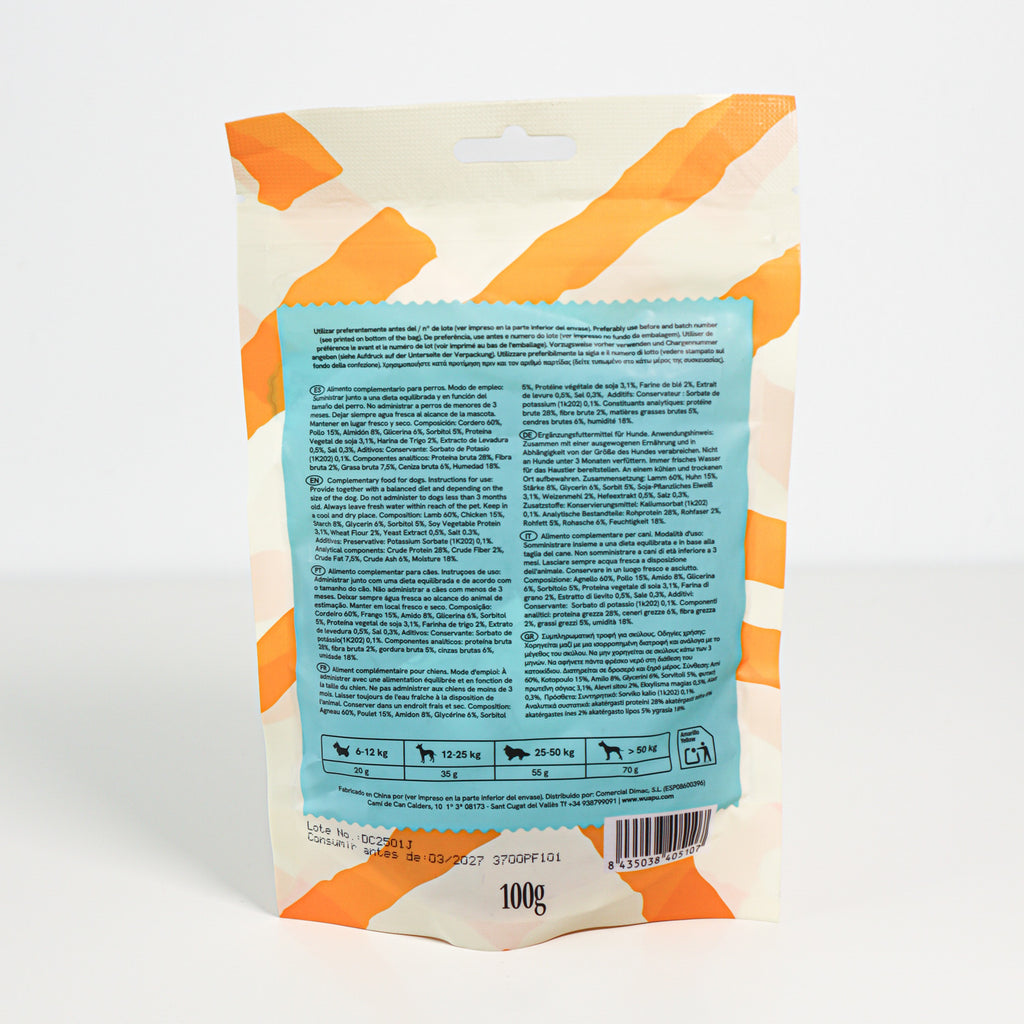 Snacks Mini tiras de Cordero - Pack x 12 bolsas