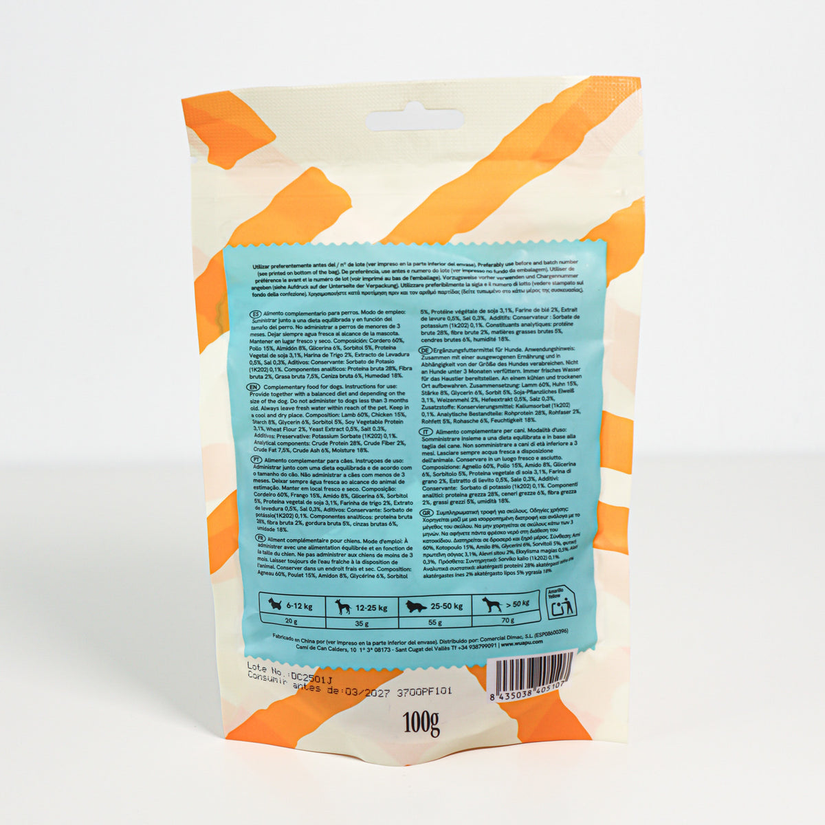 Snacks Mini tiras de Cordero - Pack x 12 bolsas