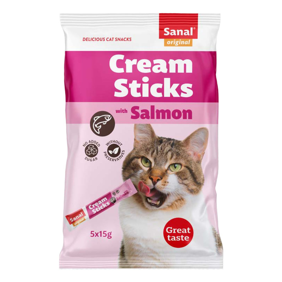 Sanal Cream Snacks Salmon 5x15g Exp 20 ud